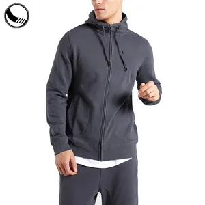 Wholesale Custom Logo Fleece Men&#39;s Pullover Hoodie Sweatshirt With Zipper Polyester Cotton