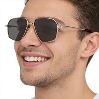 Lunettes de soleil rétro personnalisées de style européen et américain à double pont, protection UV400, monture complète, pour la conduite, polygonales, pour l'extérieur