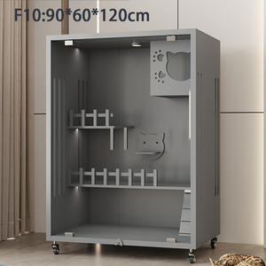 กรงเลี้ยงแมวสองชั้นทำจากไม้เนื้อแข็งหรูหราพร้อมปุ่มปิดดีไซน์ทนทาน - Product Image 6