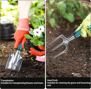 Ensemble d'outils de jardinage avec poignées antidérapantes, outils à main de jardinage avec gants, outils de jardinage idéaux, cadeaux pour femmes et hommes (7 pièces) - Product Image 3