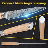 Manche en bois naturel 5 pouces 67 couches VG10 Couteaux utilitaires de cuisine Couteau à steak à viande en acier damas avec garantie à vie