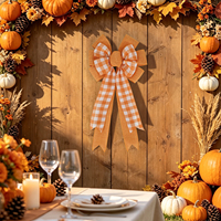 Nœuds personnalisés de Thanksgiving en ruban d'automne, avec tige de citrouille, motif écossais orange et toile de jute, pour la décoration de fête, de la maison et comme ornement de couronne
