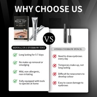 Kit de teinture pour sourcils en gel 2 couleurs, brun clair, brun foncé, imperméable, semi-permanent, teinture pour cils