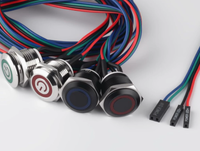 Interrupteur à bouton-poussoir métallique 12 mm 16 mm avec fil, interrupteur d'alimentation pour boîtier d'ordinateur, commande industrielle, indicateur LED momentané