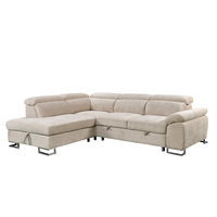 Canapé-lit pliant en L de conception européenne, deux places, rembourré en éponge, avec chaise longue, USB, en tissu écologique, confortable pour salon