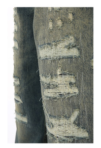 Jeans Rectos de Estilo <span class=keywords><strong>Japon</strong></span>és para Hombre, Otoño, 100% Algodón, Cintura Media, Desgastados, con Tela Metálica, Corte Holgado - Product Image 5