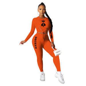 2022 autunno <span class=keywords><strong>abbigliamento</strong></span> da donna due pezzi pantaloni lunghi impilati Fitness <span class=keywords><strong>Queen</strong></span> tuta Jogger Set donna 2 pezzi completo completo completo - Product Image 5