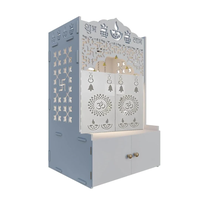 Temple Hindou Mandir Pooja Blanc Autoportant en Bois avec Portes pour la Maison