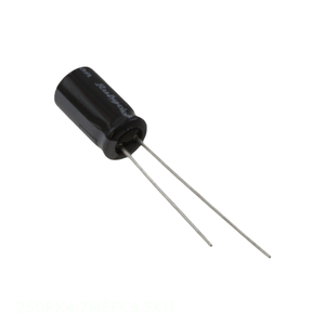 Condensador de Canal de Fabricante 250PK4.7MEFC6.3X11 CAP ALUM 4.7uF 20% 250V RADIAL de Orificio Pasante 4.7 uF - Product Image 1