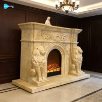 Contour de cheminée en marbre, manteau de cheminée en marbre sculpté à la main, manteau de cheminée en marbre français pour décoration intérieure