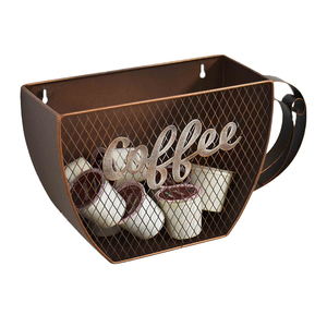 Hot sale metal storage coffee cup shape holder wall decor glass hanger K-cup coffee capsule pod holder