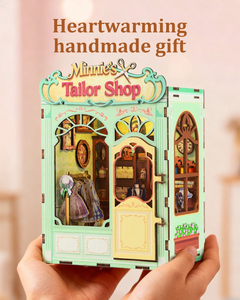 DIY Miniature Mouse Tailor Shop Book Nook, <b>LED</b> <b>Lighted</b> 3D Wooden Puzzle Bookend for Home Ornament - Product Image 6