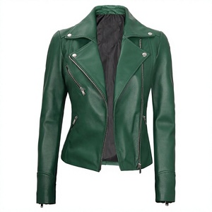 Veste de moto pour femme en cuir de vachette rembourrée de duvet, imperméable, à col montant, fermeture éclair, manches longues, épaisse, pour l'automne/hiver - Product Image 4