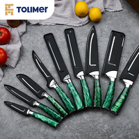 Ensemble de couteaux de cuisine de chef japonais multifonctionnel avec lame en acier inoxydable 4cr13Mov manche en résine colorée pour usage domestique