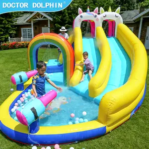 Cute Unicorn Jumpy Castle Slide gonfiabile gioco all'aperto piscina d'acqua che gioca per i bambini