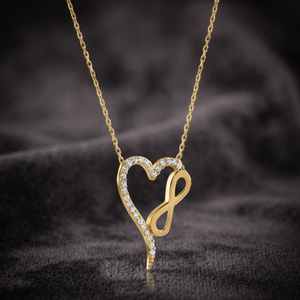 Collier Pendentif Cœur Infini Diamant Taille Ronde Brillante Sertissage Canal Chaîne Maille Forçat Unisexe Style Romantique - Product Image 3