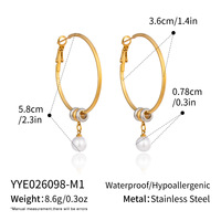 Anting Hoop Mutiara Lingkaran Dua Warna Trendy Terbaru, Anting Geometris Baja Anti Karat, Perhiasan Anti Kusam