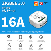 Tuya 16A Mini SmartWall Switch Module Wifi/Zigbee Relay Auto-alimenté Bidirectionnel Android Compatible Smart Remote Smart Home System