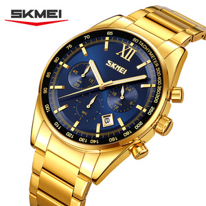 Reloj de cuarzo con cronógrafo para hombre SKMEI, reloj de pulsera de acero inoxidable con taquímetro, esfera multifunción con fecha - Product Image 3
