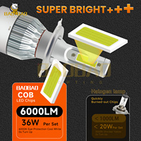 Baobao Lighting BB151 - Juego de Bombillas LED Súper Brillantes de 36 W, 3800 LM, 6000 K, H4, C6 para Automóvil