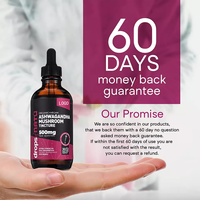 OEM ODM Marque Privée 60ML Supplément Cérébral Végétalien 500mg Gouttes de Teinture de Champignons Ashwagandha pour le Soutien de la Fertilité Masculine
