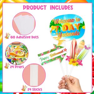 Decorazioni per Festa di Pensionamento a Tema Tropicale, 24 Pezzi, Accessori per Foto Booth da Spiaggia, Decorazioni per Festa Hawaiana Luau - Product Image 2