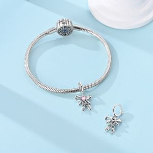 Venta al por mayor de dijes de plata de ley 925 con circonita cúbica rosa, lazos, flores, elefantes, y cuentas colgantes con la inscripción 'MAMÁ' para la creación de pulseras DIY y como regalo - Product Image 6