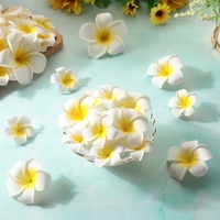 Jepit Rambut Bunga Plumeria Putih Kuning Realistis, Pin Frangipani Busa Lembut, Hiasan Kepala Gaya Pulau Tropis untuk Tarian Hula