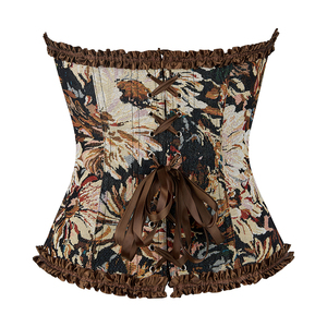 Nouveautés : Corset Bustier Femme Sexy Marron à Motifs Floraux, Style Halter, avec Baleines Fines en Plastique, Lingerie Rétro Gothique Steampunk - Product Image 6
