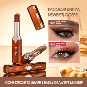 Nouveau Stick d'ombres à paupières tricolore GEGE BEAR 2026 - Couleurs mates/vives/naturelles/perlées/pailletées, haute intensité de couleur, résistant à l'eau - Product Image 3