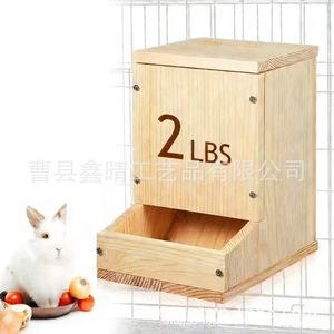 Comedero de madera maciza para conejos, dispensador de comida para mascotas al aire libre, caja de alimentación de madera para animales pequeños - Product Image 3