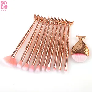 Beiqili 10 Stück Mermaid Eye Makeup Brushes Set, 6 Stück Mermaid Make Up Brush Kit für Concealer, Eyeliner Rose Maquill aje