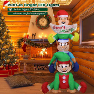 6FT <b>Christmas</b> Inflatable Stacking <b>Elf</b>-Outdoor Waterproof Eco-friendly Yard <b>Decoration</b> Built-in LED for Home Garden Lawn Party - Product Image 4