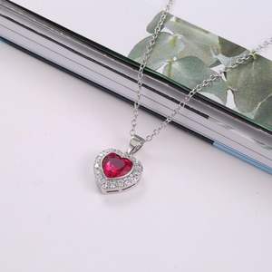 Elegante Prachtige Stijl Hart-Vorm Lange Keten Cz Shiny Ketting Hanger - Product Image 4