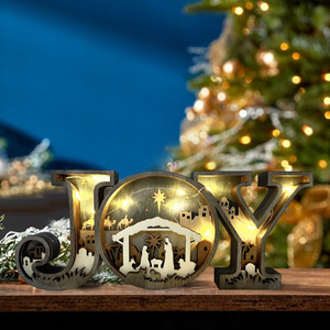 Decorazioni <span class=keywords><strong>natalizie</strong></span> creative con lettere JOY, ornamenti <span class=keywords><strong>in</strong></span> <span class=keywords><strong>legno</strong></span> per la casa, artigianato decorativo, intaglio <span class=keywords><strong>in</strong></span> <span class=keywords><strong>legno</strong></span> 3D, gioielli a forma di animale, <span class=keywords><strong>legno</strong></span> multistrato. - Product Image 3