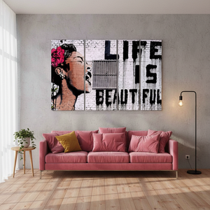 Printed <b>Canvas</b>: Banksy's 'Life Is Beautiful' Abstract <b>Wall</b> Art,SET OF 5 <b>CANVAS</b> - Product Image 2