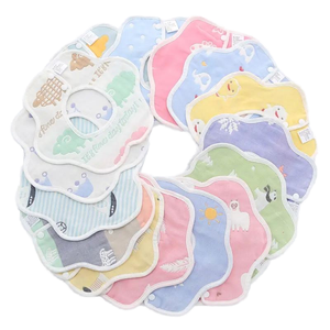 Chất lượng cao 6 lớp bông bé BIB in thiết kế cánh hoa Snap Nút Đóng cử<span class=keywords><strong>a</strong></span> tùy chỉnh dịch vụ OEM cho trẻ sơ sinh - Product Image 1