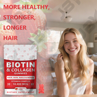 Complément alimentaire en gommes à la biotine, au collagène et à la kératine, marque privée OEM, extra fort, pour le soutien des cheveux, de la peau et des ongles, vente en gros en vrac