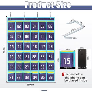 Organisateur mural à 36 poches bleu pour ranger les téléphones portables, en tissu non tissé rectangulaire - Product Image 2