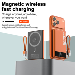 Casun 3-EN-1 Ultra Fin 5000mAh Affichage Numérique Câble de Charge Magnétique Batterie Externe Sans Fil - Product Image 1