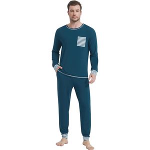 Mens Pajamas Set Long Sleeve Top Soft Jogger Pants Bamboo Cotton Knitted Sleepwear Cool Pjs <b>For</b> Men <b>Pyjamas</b> Modal Pj Sets - Product Image 1