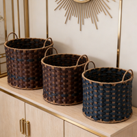 Panier de rangement ovale moderne en rotin PE écologique et flexible avec poignées, haute qualité, personnalisable, fabrication de précision, pour salon et buanderie