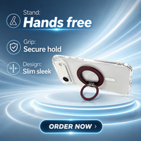 Support de téléphone portable magnétique rotatif à 360 degrés rouge cerise, en alliage d'aluminium et ABS, modèle tendance, vente chaude