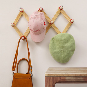 Lot de 2 patères murales accordéon extensibles en bois robustes, <span class=keywords><strong>20</strong></span> crochets, design multifonctionnel pour suspendre casquettes de baseball, manteaux, tasses - Product Image 4