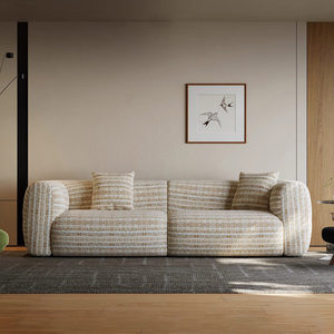 French retro cream style fabric sofa, lazy straight <b>white</b> couch, suitable for villas, large flats and all-sized living rooms - Product Image 2