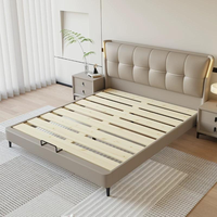 Lit en cuir, lit double moderne et simple pour chambre principale, grand lit rembourré en bois massif pour la maison