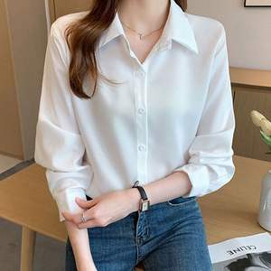 Vendita all'ingrosso di scorta 2025 primavera nuova versione coreana Versatile con collo alto a maniche lunghe <span class=keywords><strong>camicia</strong></span> di raso da <span class=keywords><strong>donna</strong></span> - Product Image 5