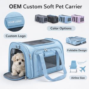 Soft Sided Pet Travel <b>Carrier</b> with Ventilated Mesh Cozy Mat and Safety Leash Portable Bag for <b>Dog</b> and Cat - Product Image 2