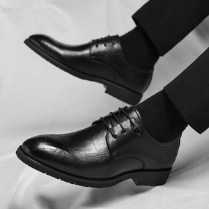 Chaussures habillées en cuir pour hommes, style Oxford, à bout pointu, à lacets, semelle souple, pour mariage, printemps, affaires - Product Image 3