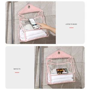 Wholesale <b>Portable</b> PVC Transparent Bathroom <b>Shower</b> Wash Waterproof Wall Hanging Single Tier Clothes Storage Bag Travel-Ready - Product Image 4